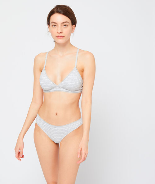 Braguita de algodón, estampado finas rayas c.gris.