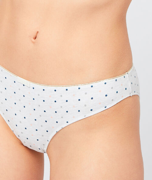 Braguita de algodón, estampado de lunares crudo.