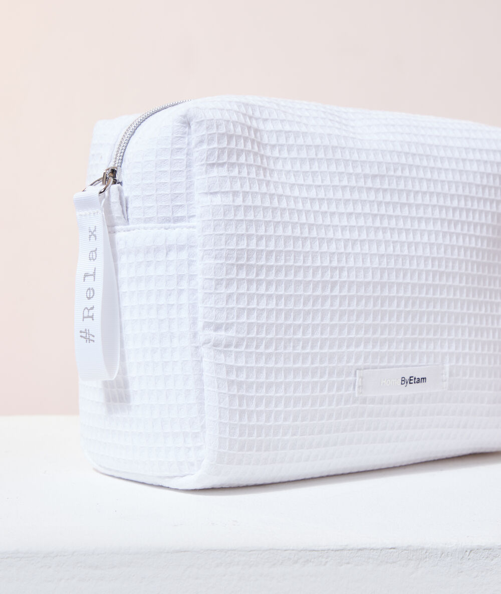 Neceser nido de abeja blanco.