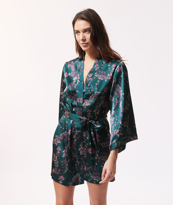 Bata tipo kimono estampada Bata tipo kimono estampada;${refinementColor}