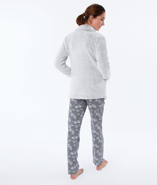 Pijama 3 piezas oso y pingüino c.gris.