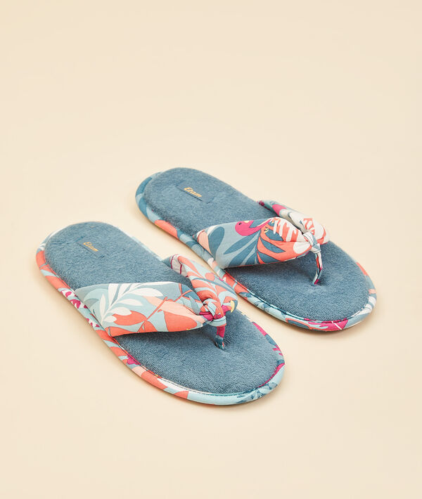 Zapatillas tipo chancla, estampado tropical Zapatillas tipo chancla, estampado tropical;${refinementColor}