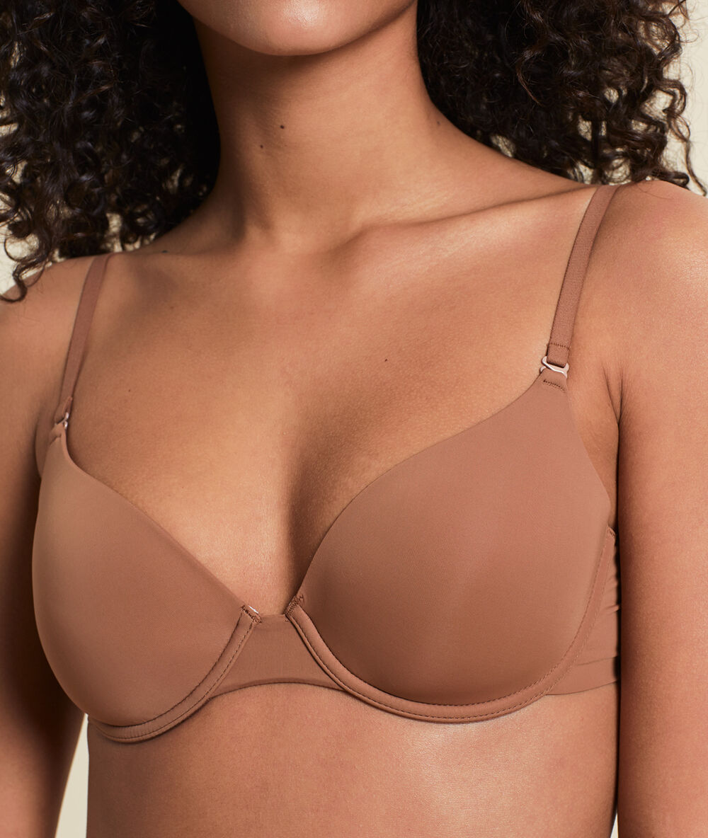 Sujetador con foam y microfibra ligera. copa b-e bronce.