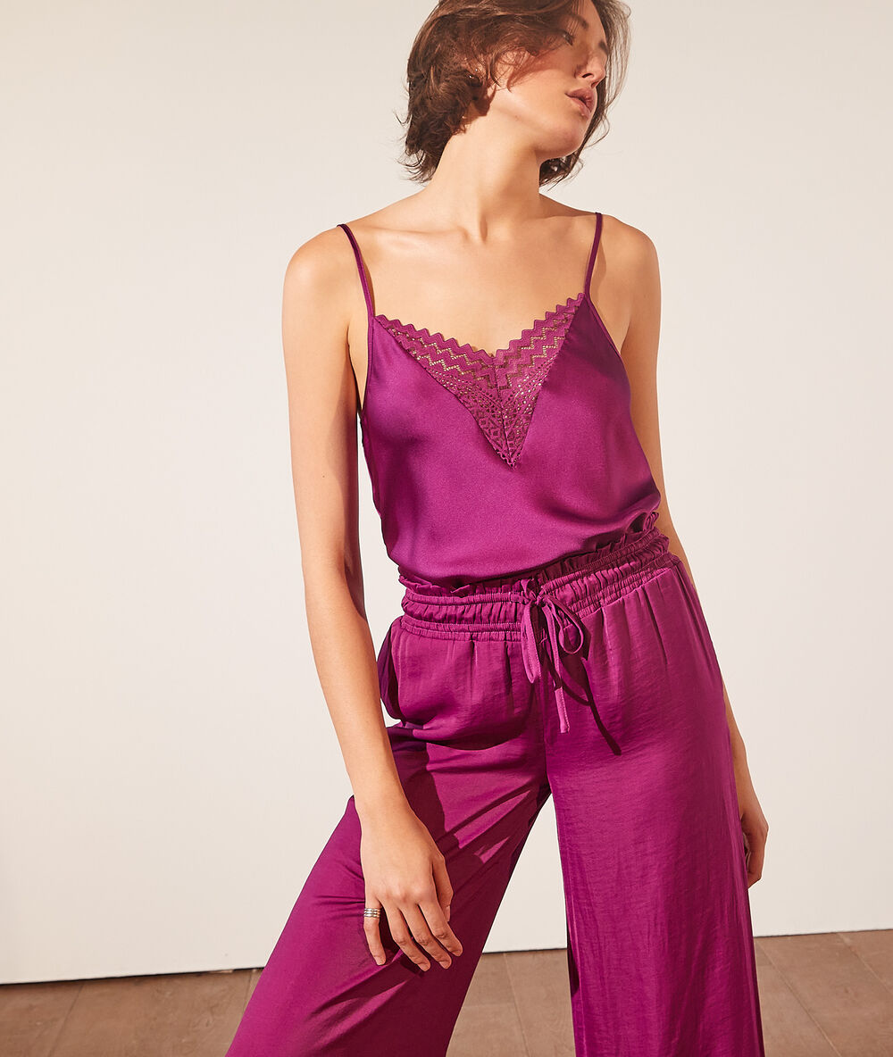 Pantalón pijama ancho orquídea.
