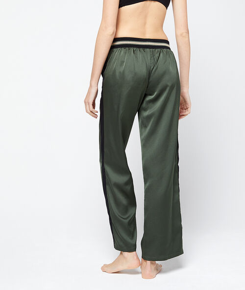Pantalón de satén franjas contrastadas Pantalón de satén franjas contrastadas