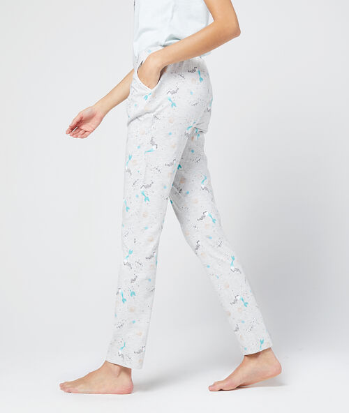 Pantalón estampado sirenas crudo.