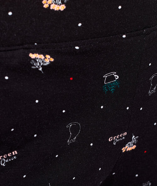 Pantalón estampado felinos. viscosa ecoresponsable negro.