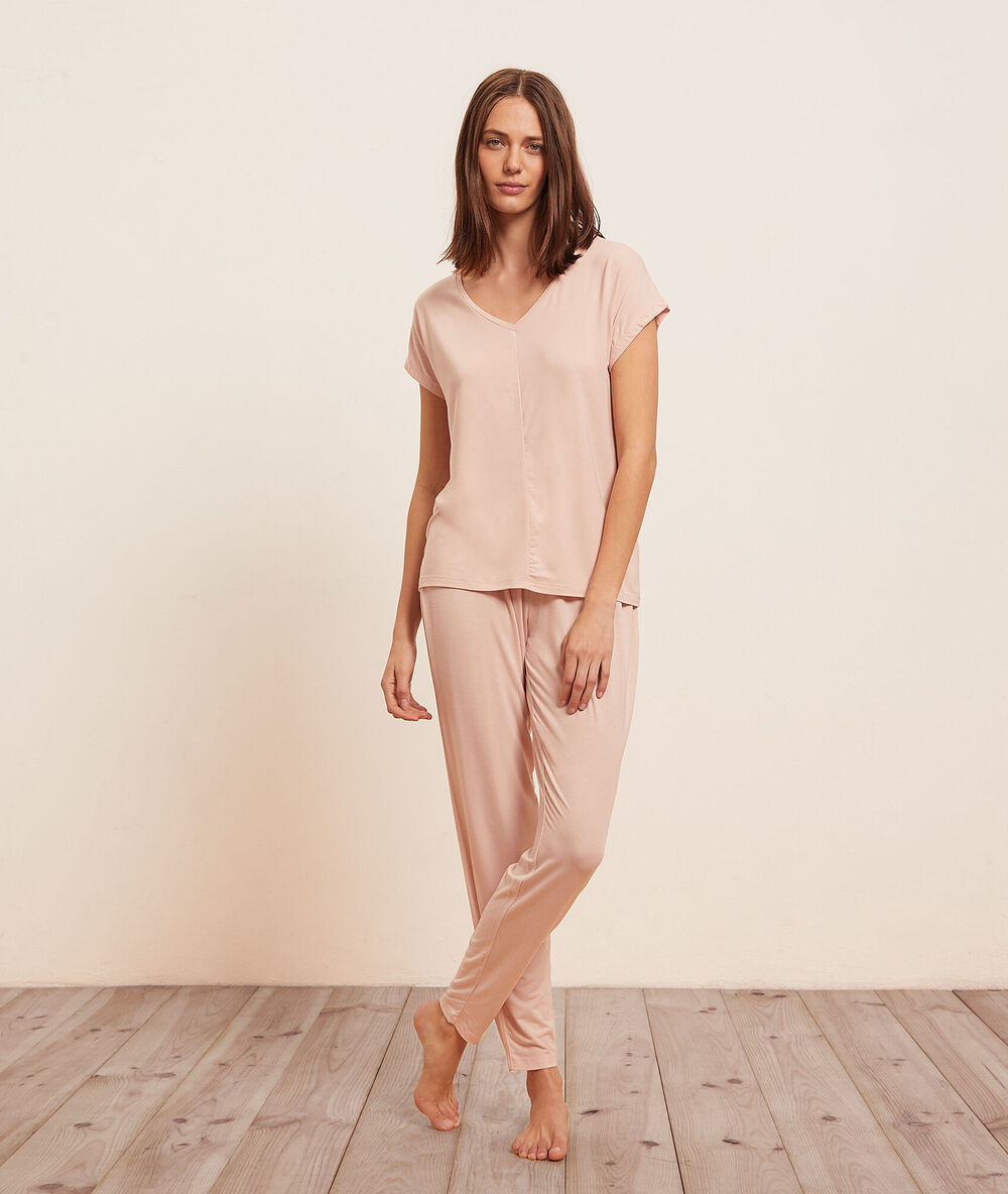 Spe es - pantalon de pyjama uni rose poudre.