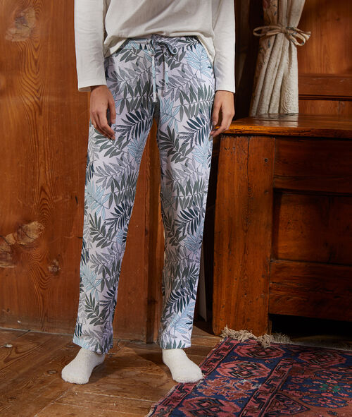 Pantalón estampado de hojas Pantalón estampado de hojas