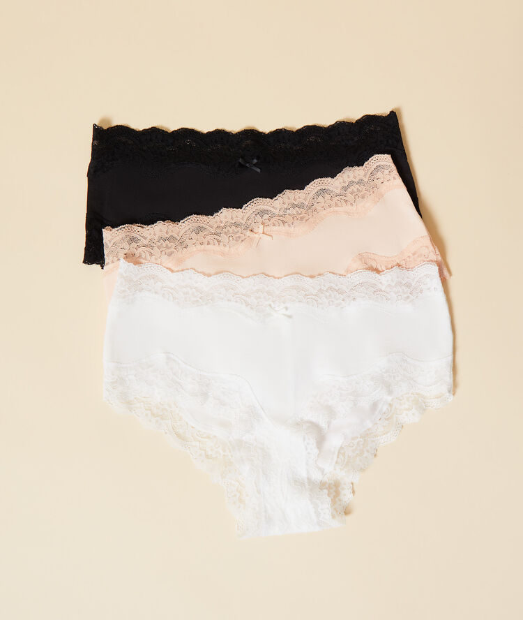 Lote de 3 culotes de algodón multicolor.
