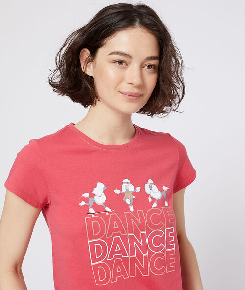 Camiseta estampado caniches rosa.