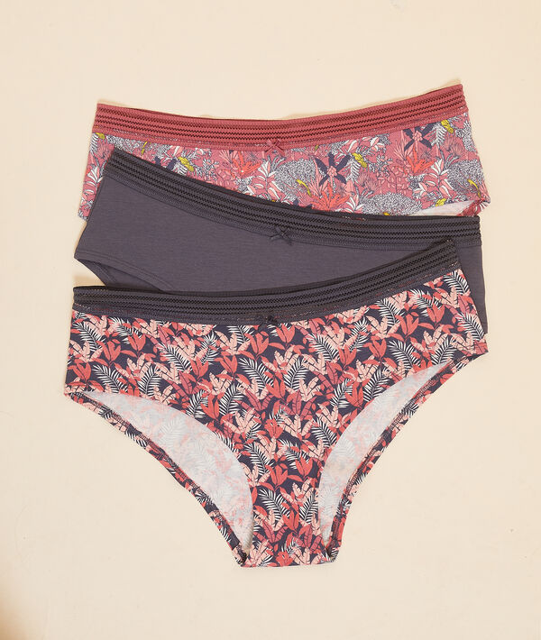 Lote de 3 culotes estampados de algodón Lote de 3 culotes estampados de algodón;${refinementColor}