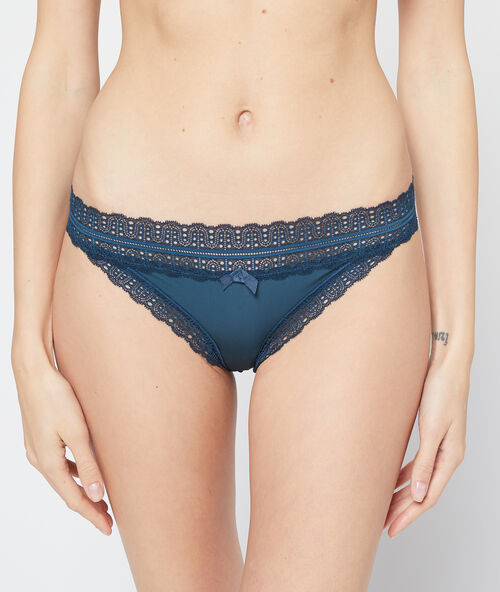 Braguita de encaje y microfibra azul petr&oacute;leo.