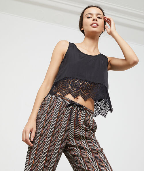 Crop top de satén y encaje Crop top de satén y encaje