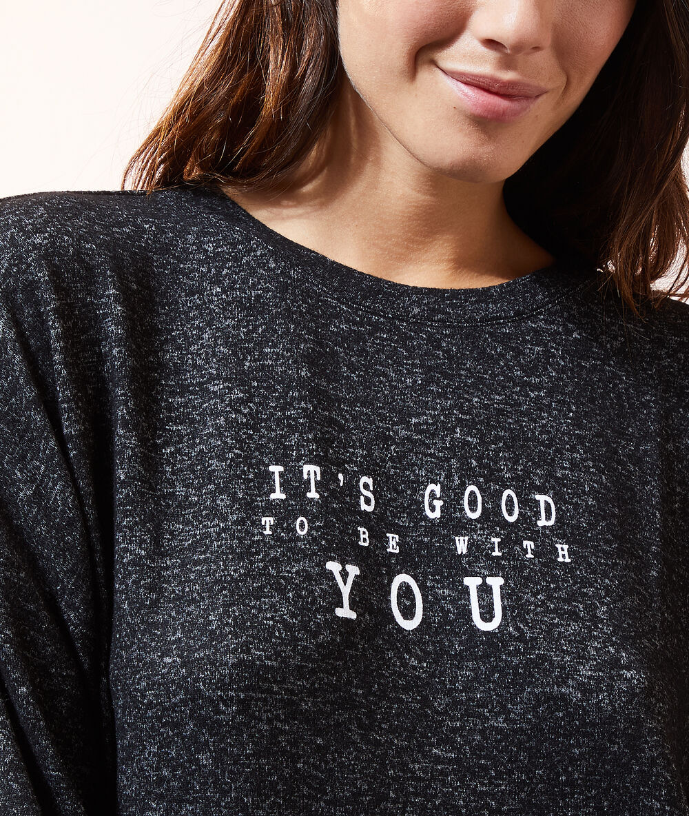 Camiseta manga larga 'it's good to be with you' antracita.