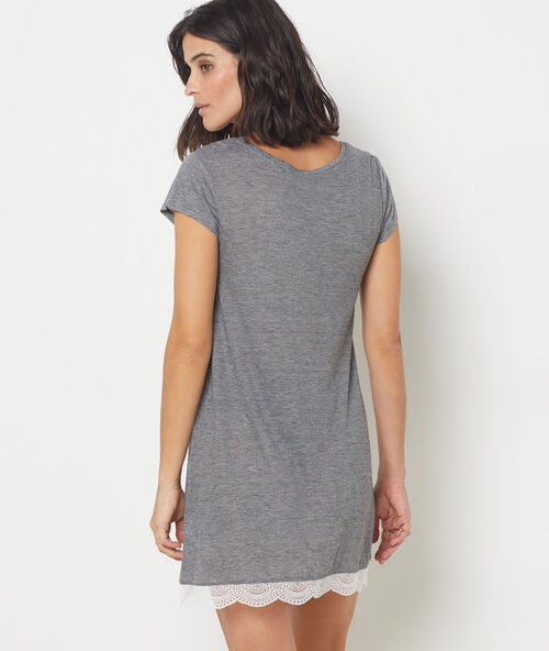 Camisón con motivos de encaje c.gris.