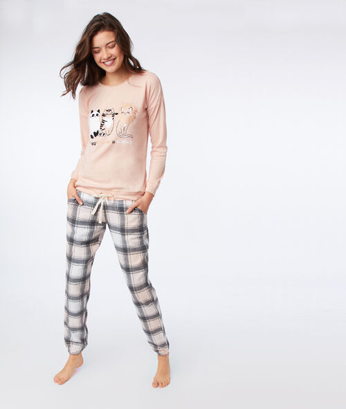 Pantalón algodón estampado de cuadros Pantalón algodón estampado de cuadros