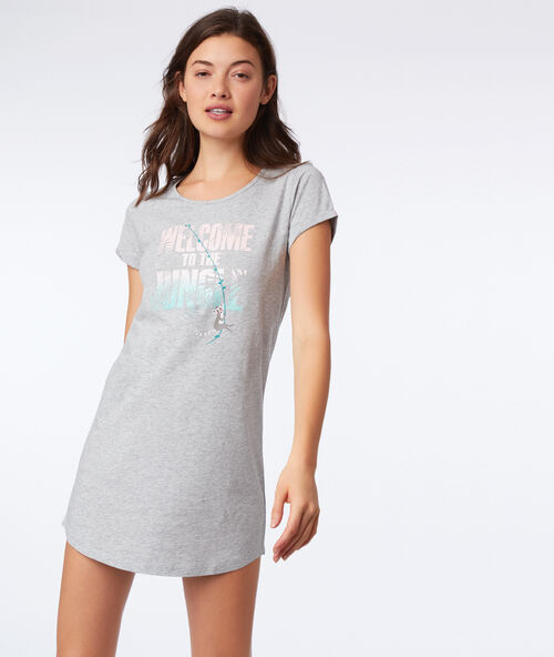 Camisón algodón orgánico jungla c.gris.