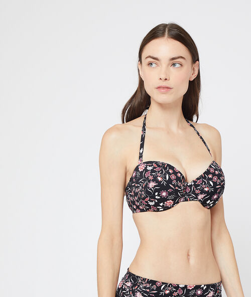 Sujetador bikini bandeau cuadros vichy. copa c-d multicolor.
