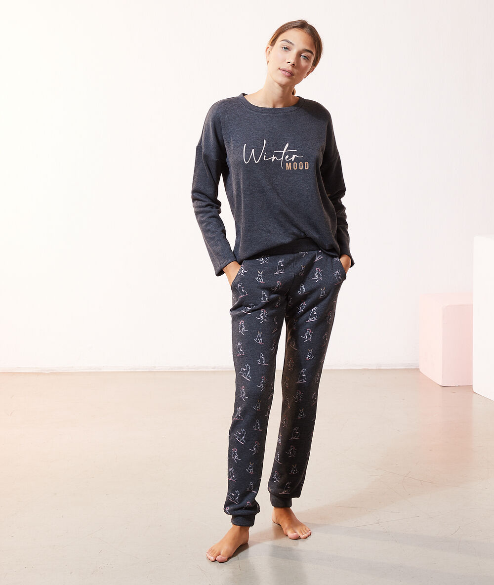 Pantalón estampado antracita.