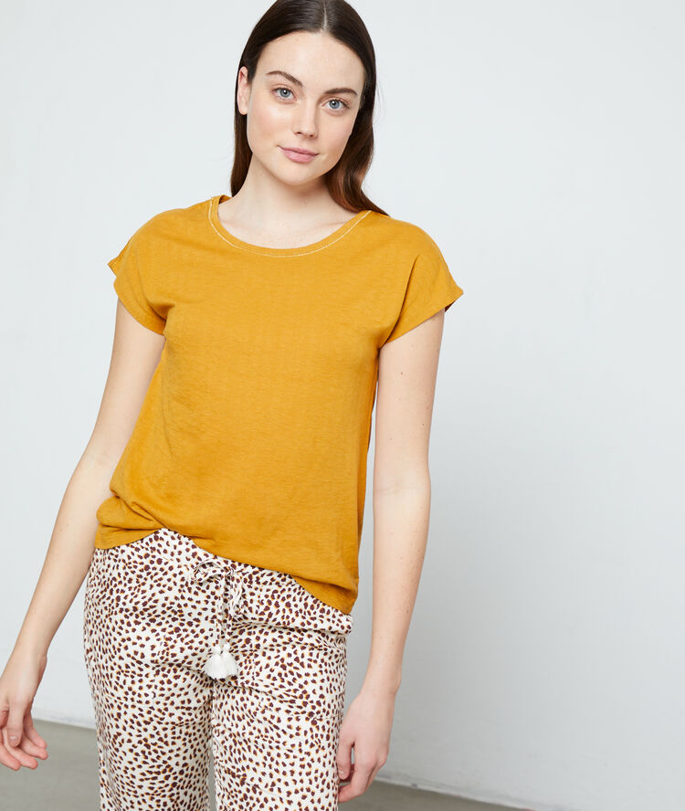 Camiseta lisa manga corta c.ocre.