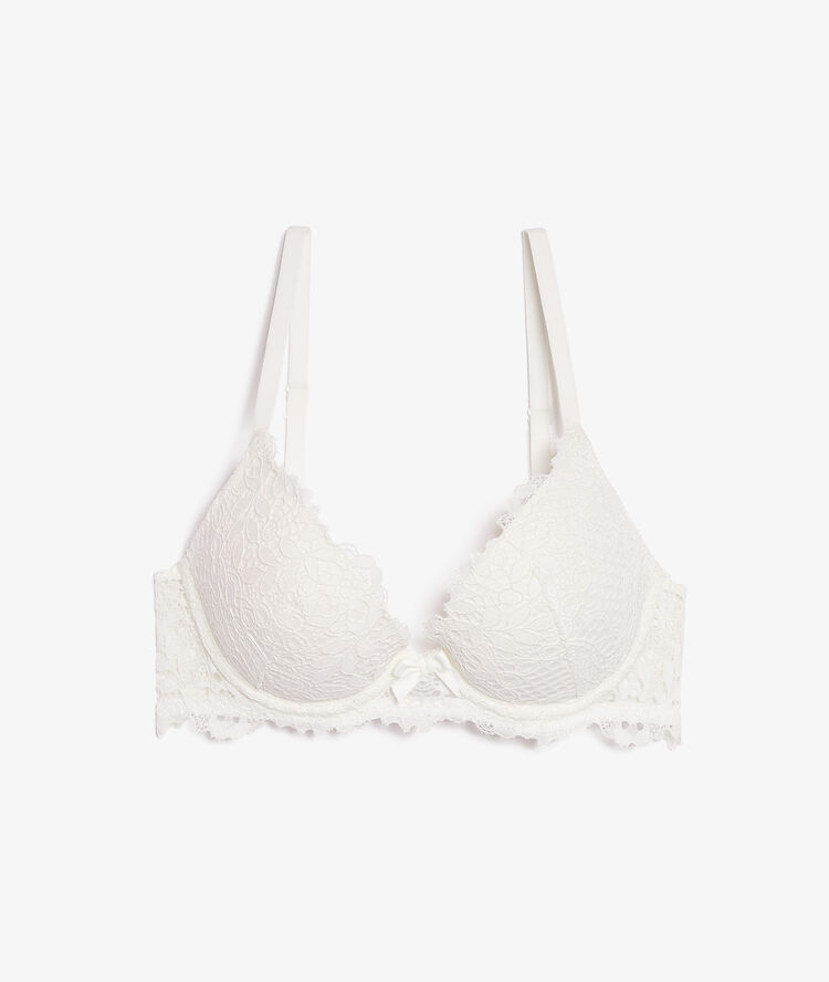 Sujetador push up de encaje floral. copa a-c crudo.