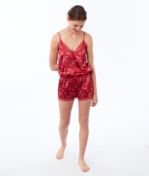 Mono corto satén estampado floral Mono corto satén estampado floral
