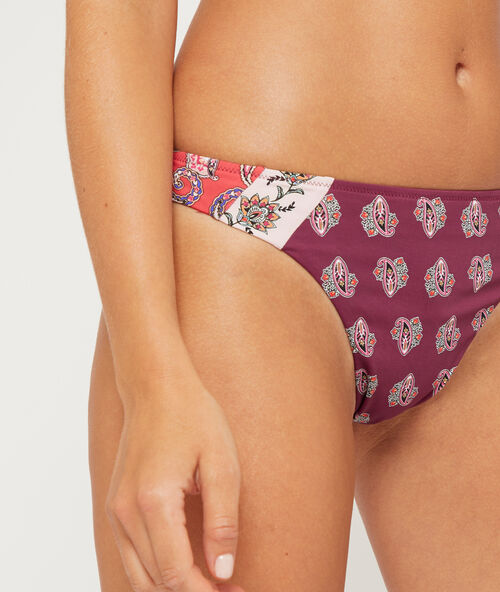 Braguita bikini estampada, anudada laterales multicolor.