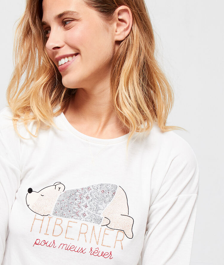 Camiseta manga larga motivos invernales crudo.