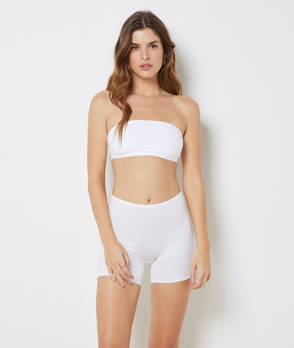 Top bandeau sin aros de algodón blanco.