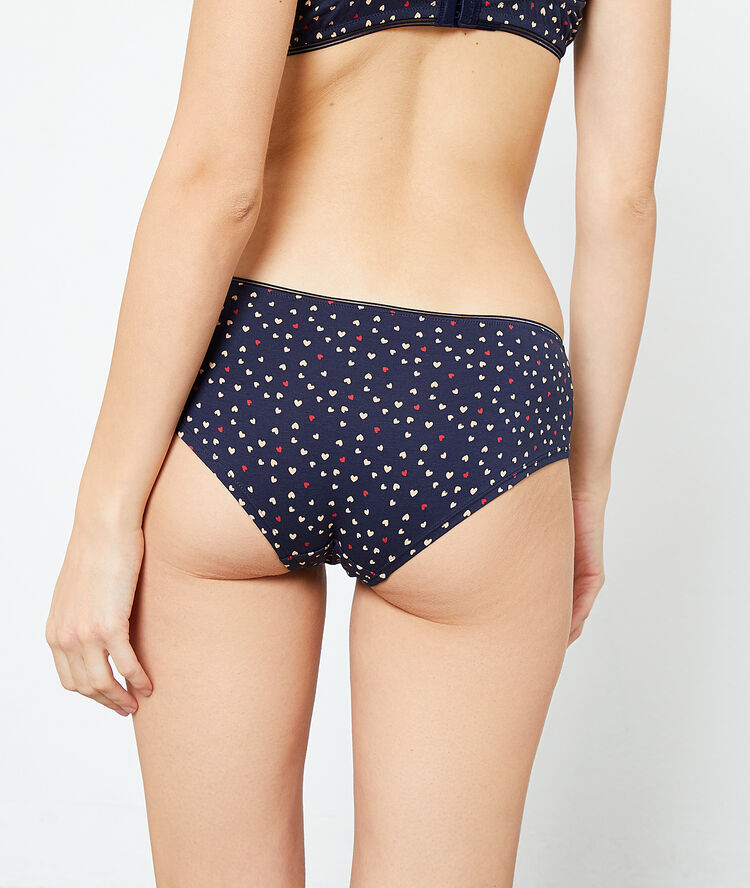 Culote de algodón, estampado de corazones azul marino.