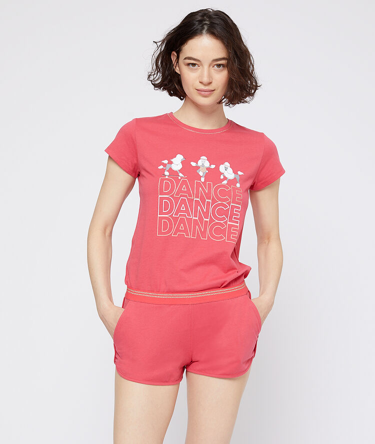 Pantalón estampado gato rosa.