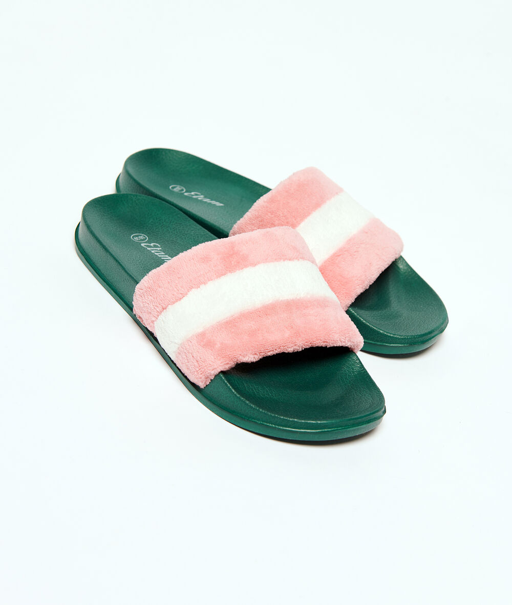 Chanclas tejido peluche VERT - ETAM