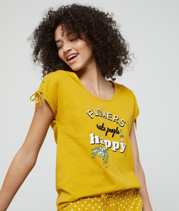 Camiseta de algodón eco 'Flowers maje people happy' Camiseta de algodón eco 'Flowers maje people happy'