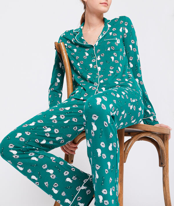 Pantalón estampado felinos. Viscosa ecoresponsable Pantalón estampado felinos. Viscosa ecoresponsable