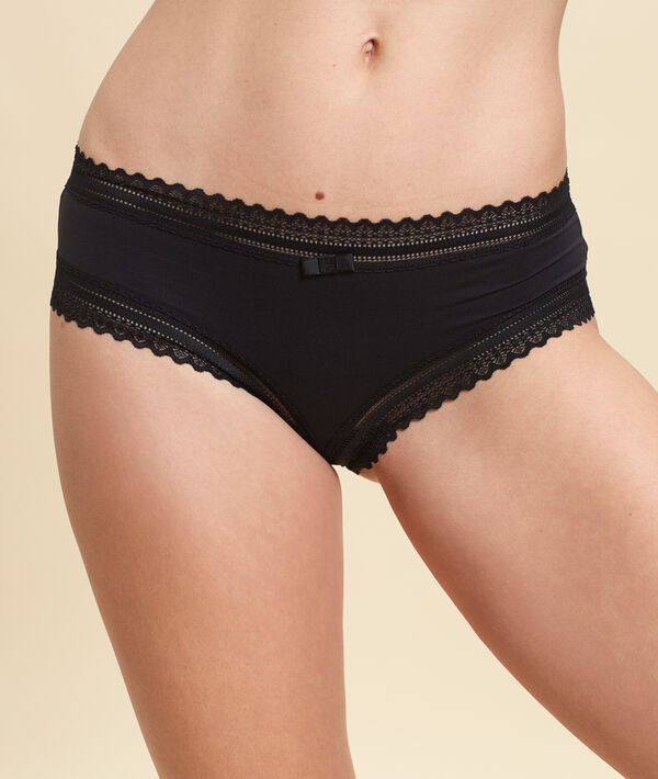 Culote de microfibra y encaje gráfico Culote de microfibra y encaje gráfico;${refinementColor}