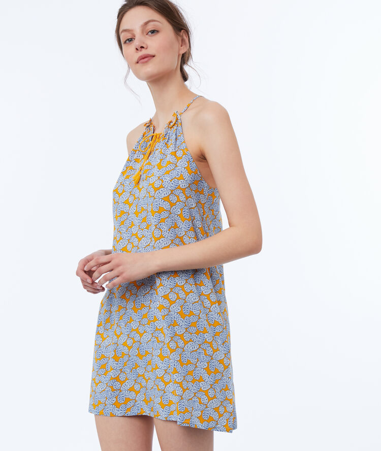 Camisón holgado estampado étnico azul.