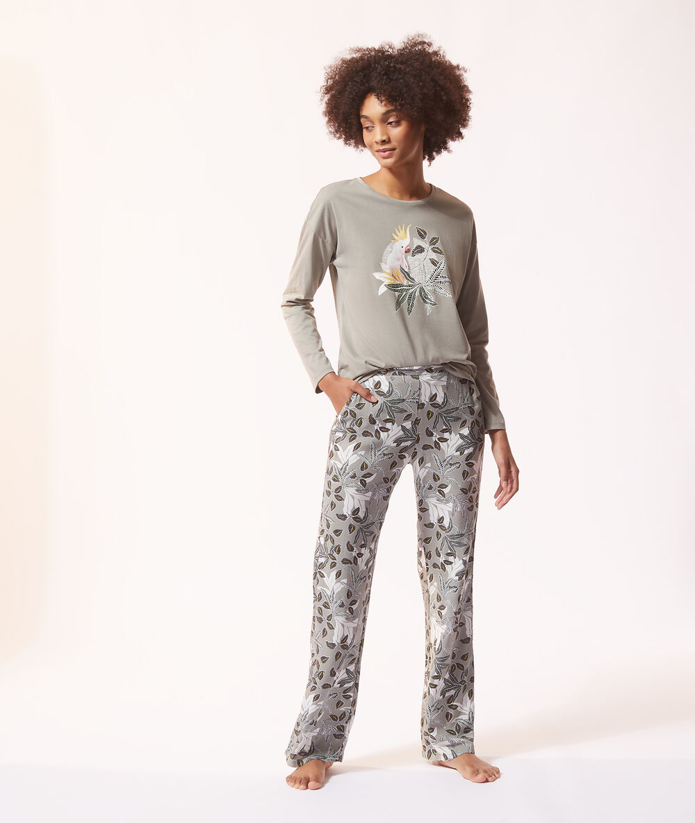 Camiseta manga larga estampada c.kaki.