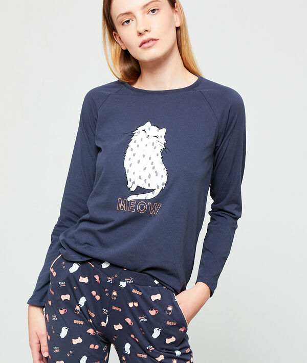 Camiseta 'meow' estampado gato Camiseta 'meow' estampado gato