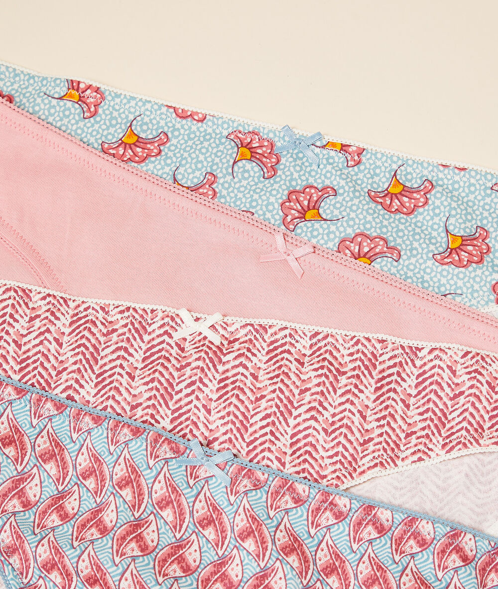 Lote de 4 braguitas estampadas rosa.