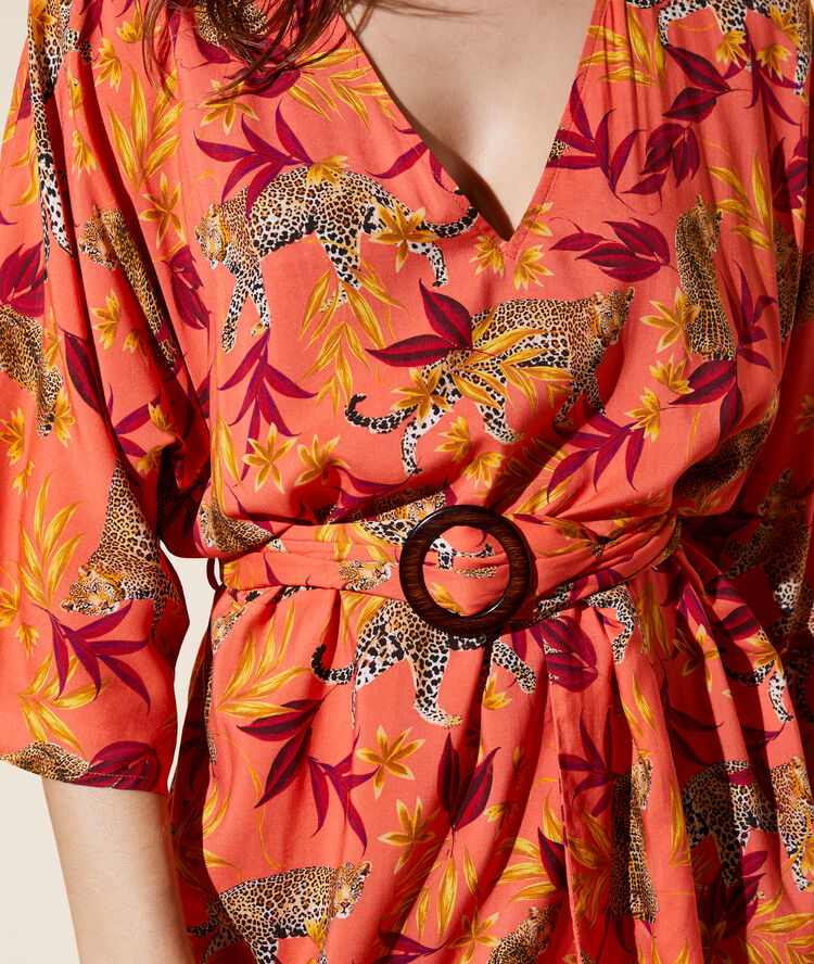 Túnica de playa estampado tigres coral.