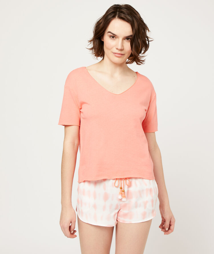 Camiseta manga corta coral.