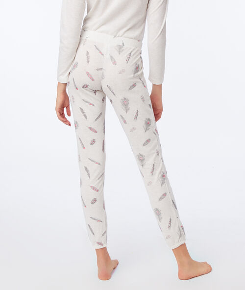 Pantalón estampado plumas c.beige.