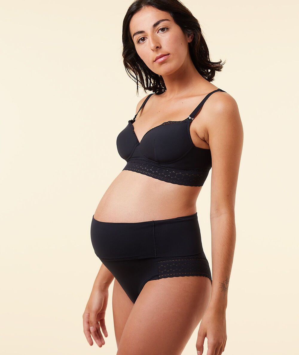 Braguita talle alto, cintura elástica negro.