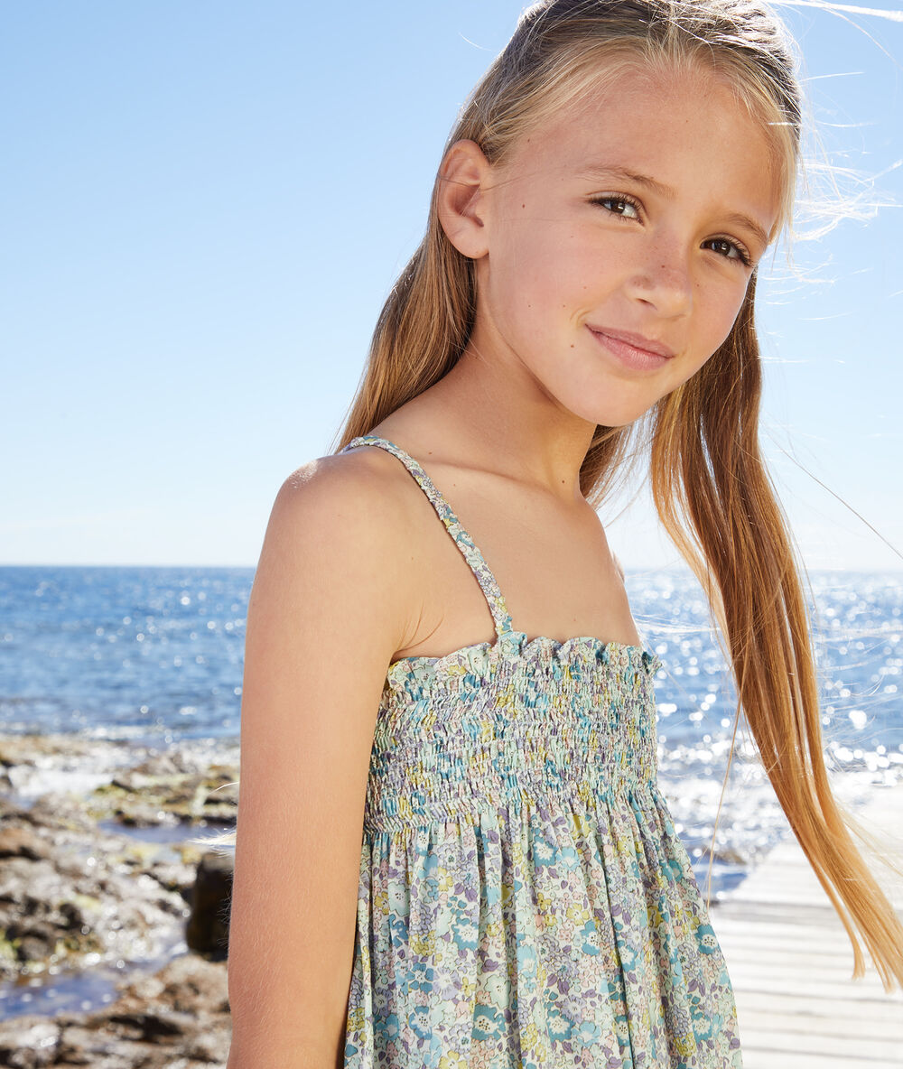 Vestido niña tejido liberty celadón.