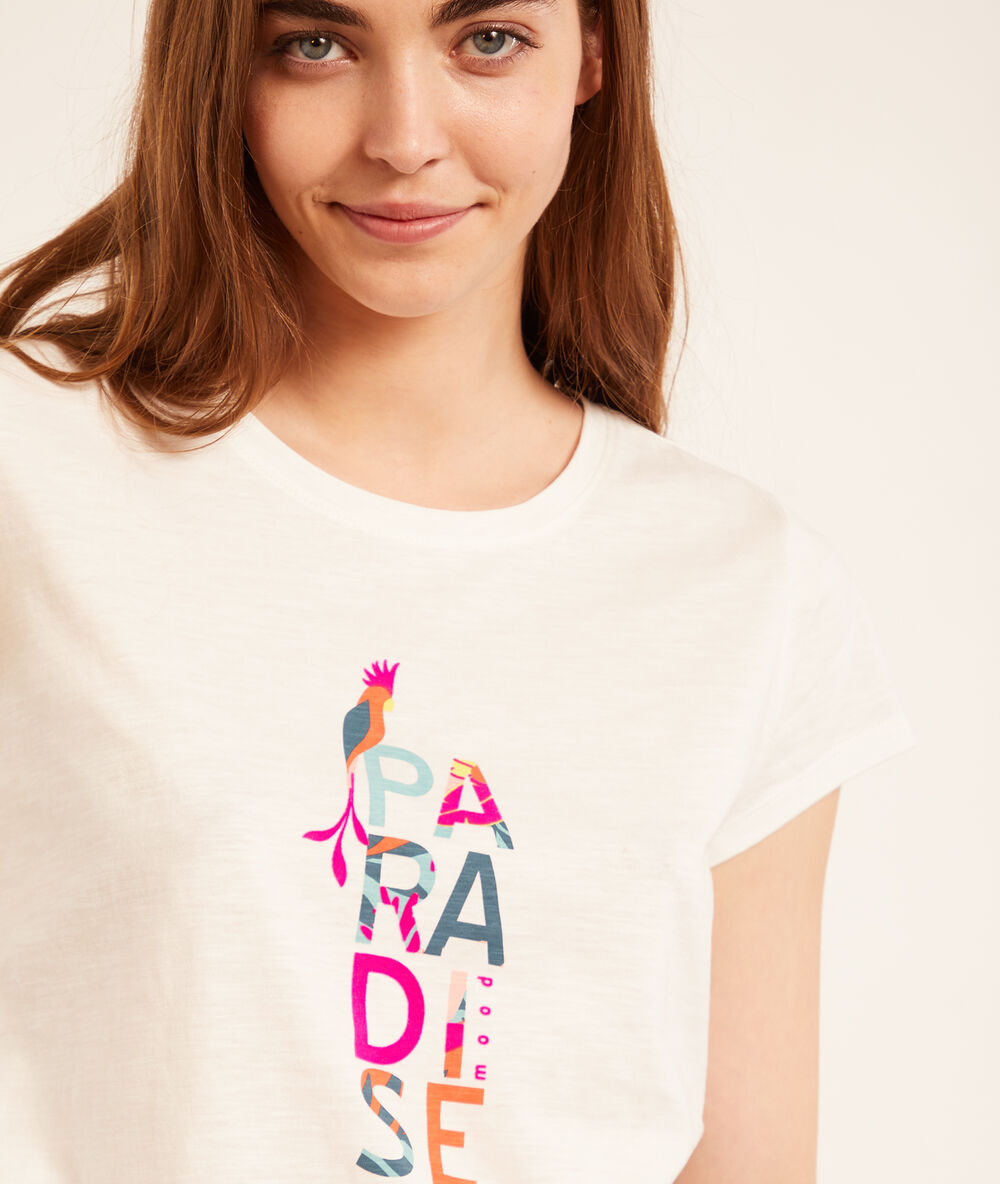Camiseta dibujo 'paradise' crudo.
