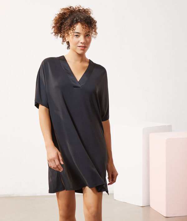 Chemise de nuit col satiné Chemise de nuit col satiné;${refinementColor}