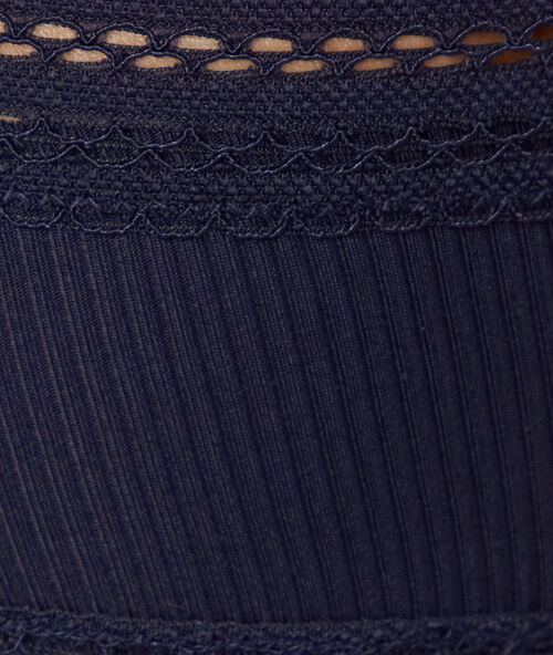 Culote de microfibra motivos de encaje azul marino.
