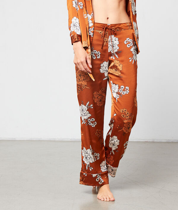 Pantalón de satén estampado floral Pantalón de satén estampado floral