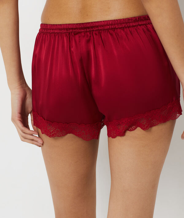 Pantalón corto de seda y encaje Pantalón corto de seda y encaje;${refinementColor}